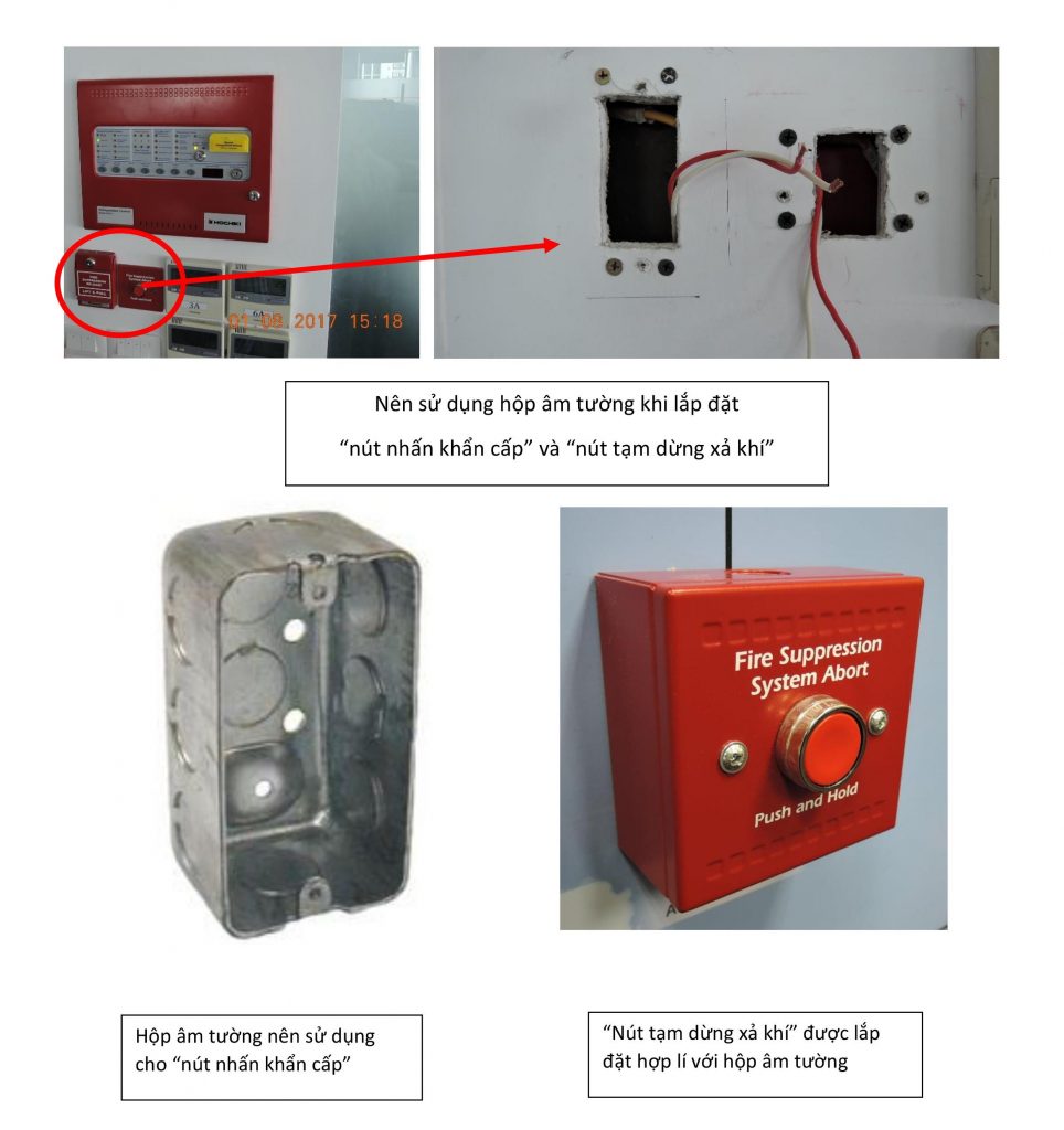 Nên sử dụng hộp âm tường bằng kim loại khi lắp đặt nút chữa cháy bằng tay