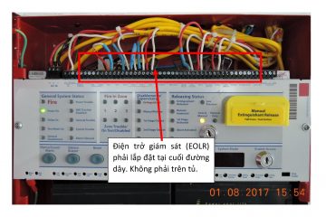 Khi thi công lắp đặt HTCC FirePro, KHÔNG NÊN lắp đặt điện trở giám sát cuối đường dây trên tủ trung tâm chữa cháy