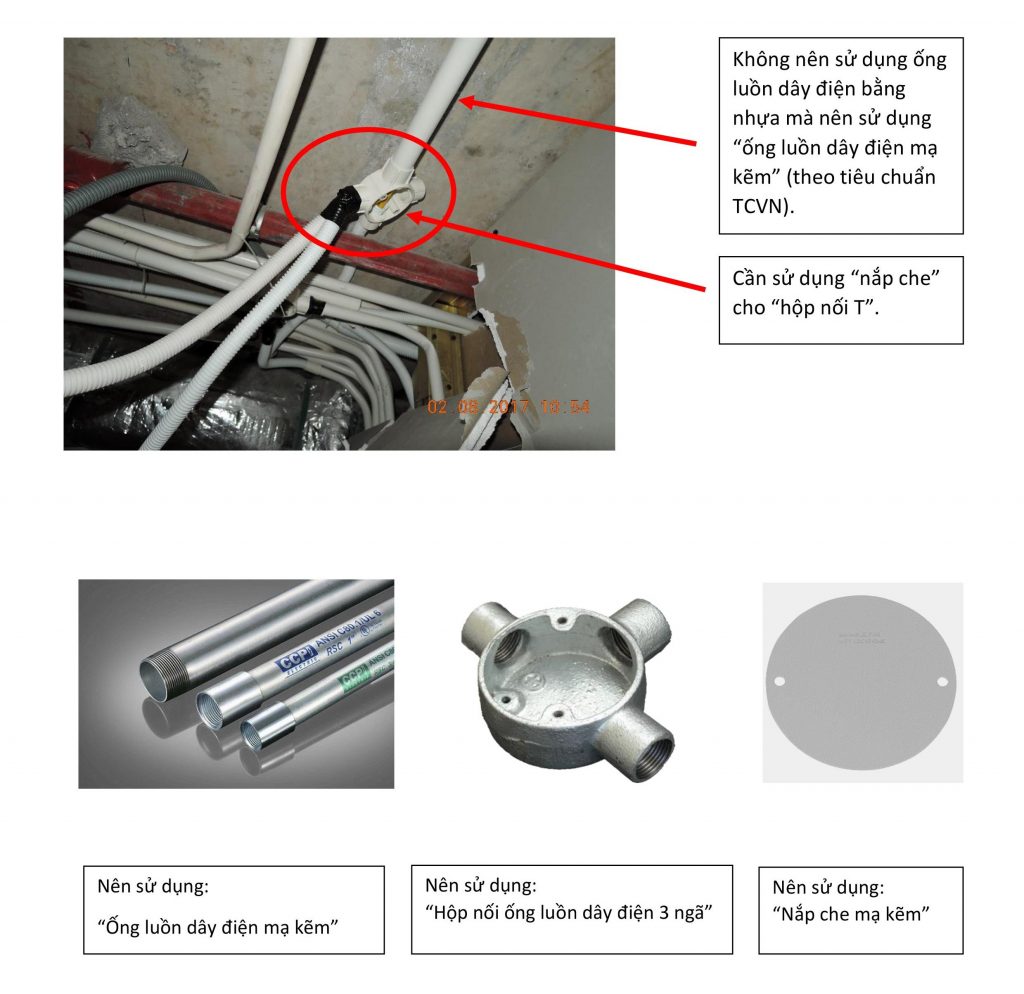 Khi thi công lắp đặt HTCC FirePro, KHÔNG NÊN sử dụng ống luồn dây bằng nhựa